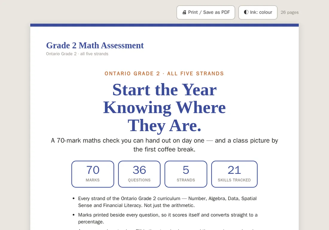 The Grade 2 Math Assessment