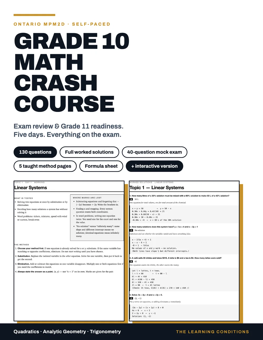 Grade 10 Math Crash Course main cover
