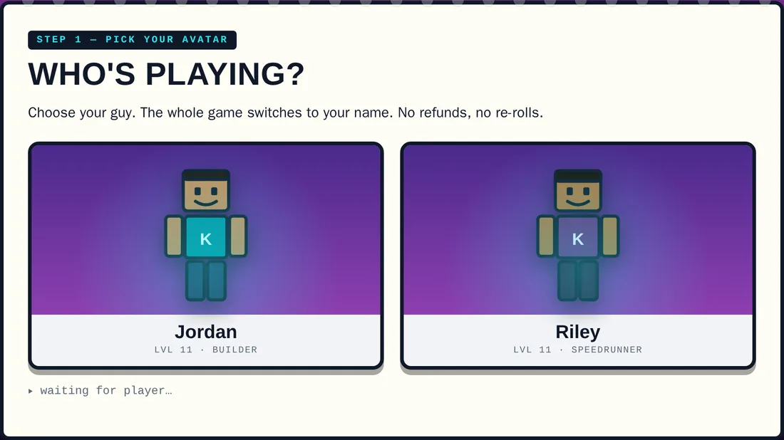 The join screen, styled as a game lobby