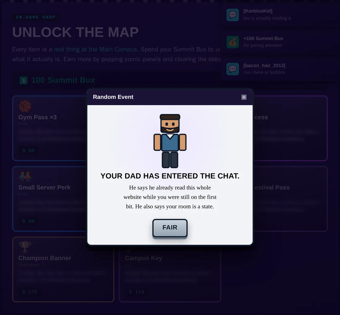 The in-game shop where the currency buys facts rather than cosmetics