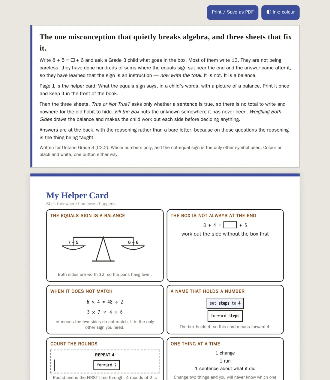 The balance-the-equation starter set